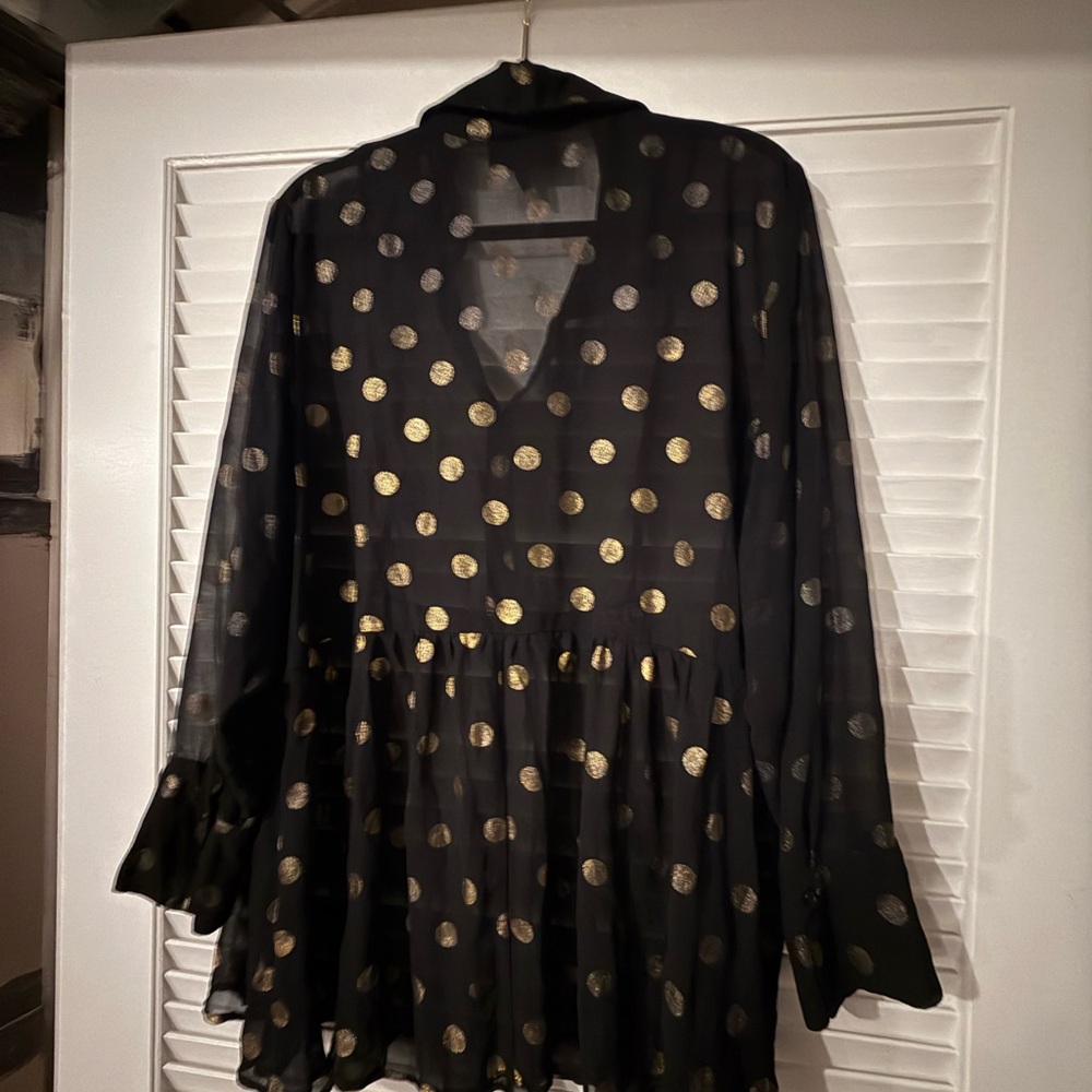 Lane Bryant Black Top with Gold Dots